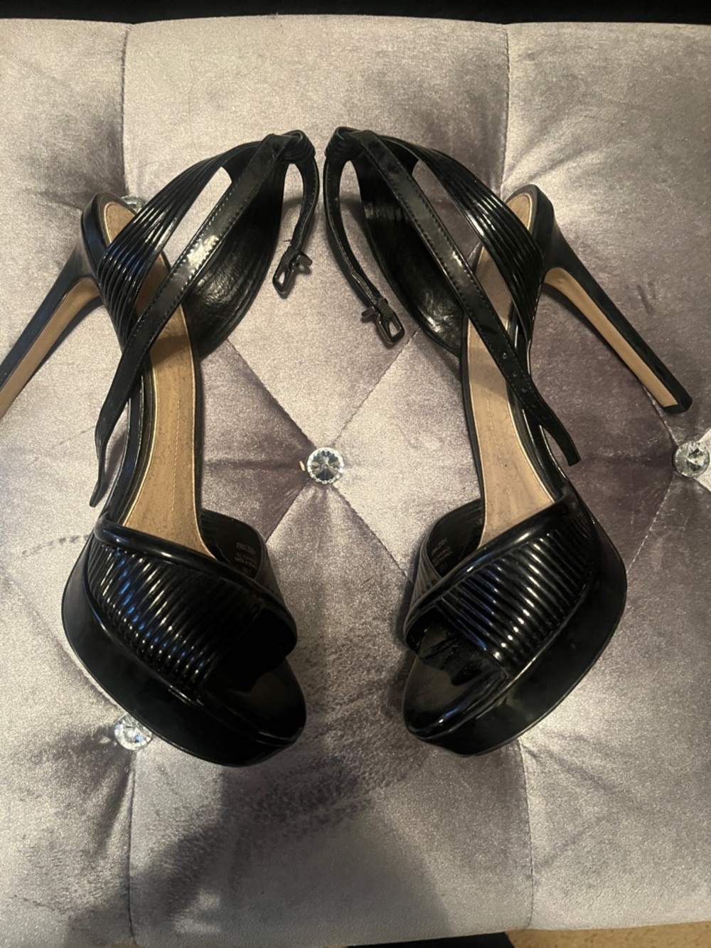Gianni Bini Black Patent Strappy High Heel Sandals